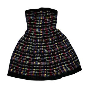 Vintage 1994 AJ Bari Neiman Marcus NWT Silk Strapless Dress Rainbow Stripe Sz 6
